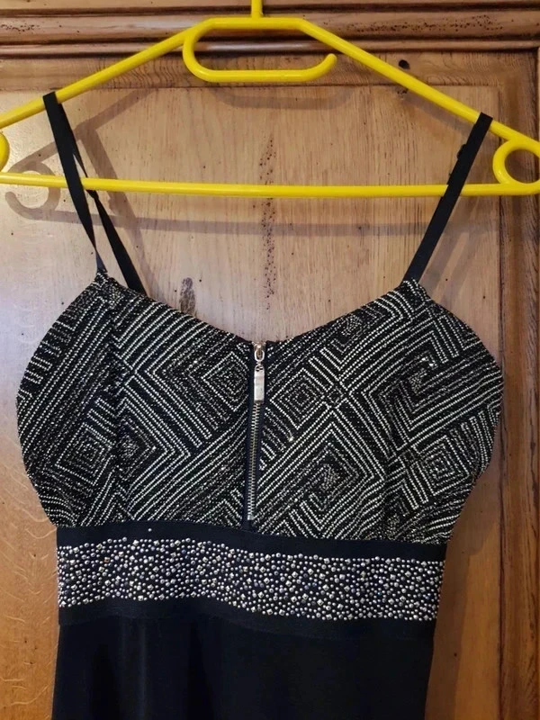 New black dress with golden rhinestones on the chest – photo 3
